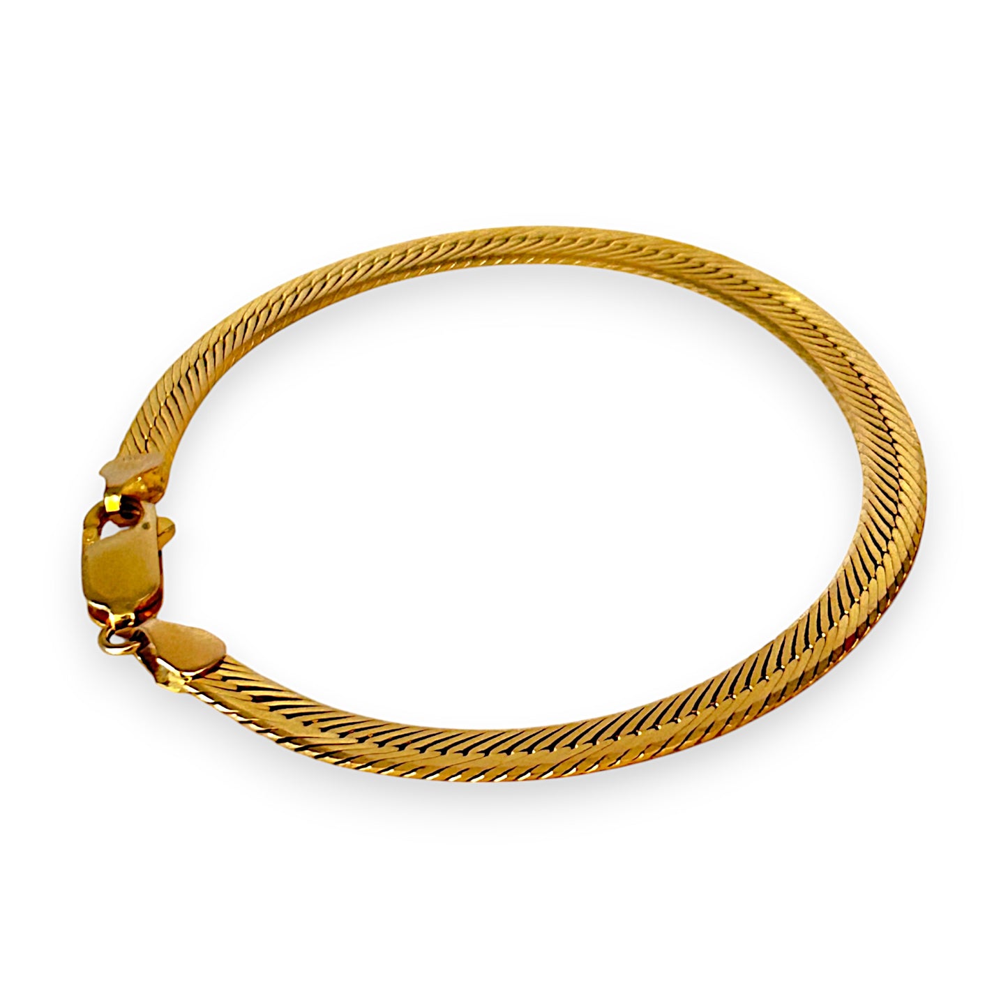 9ct Gold Snake Bracelet Length 18cm As New. R # 1000