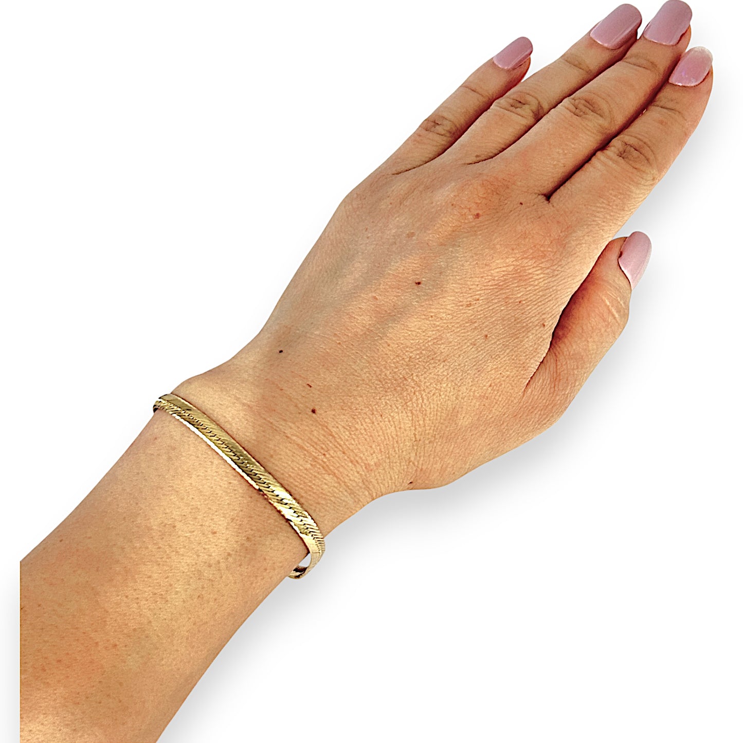 9ct Gold Snake Bracelet Length 18cm As New. R # 1000