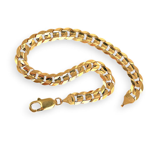 GOLD DEAL | 9ct (9K) Gold Refurbished Soft Edge Cuban Link Bracelet 21.5cm