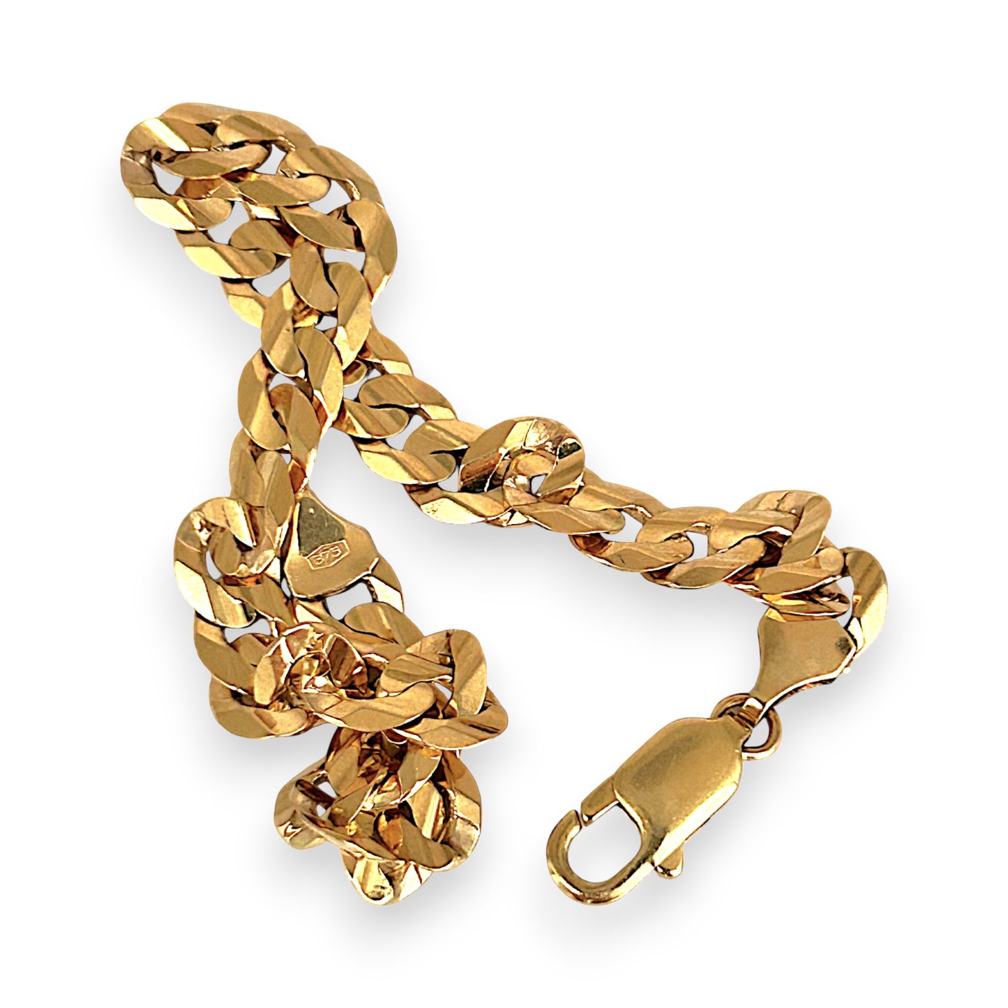 GOLD DEAL | 9ct (9K) Gold Refurbished Soft Edge Cuban Link Bracelet 21.5cm