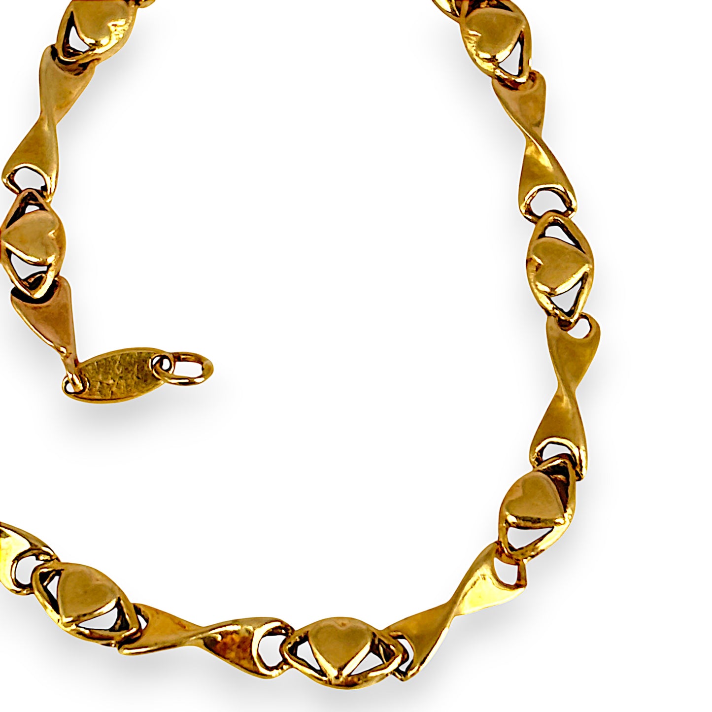 GOLD DEAL | 9K Gold 20cm Twisted X and O Hearts Bracelet
