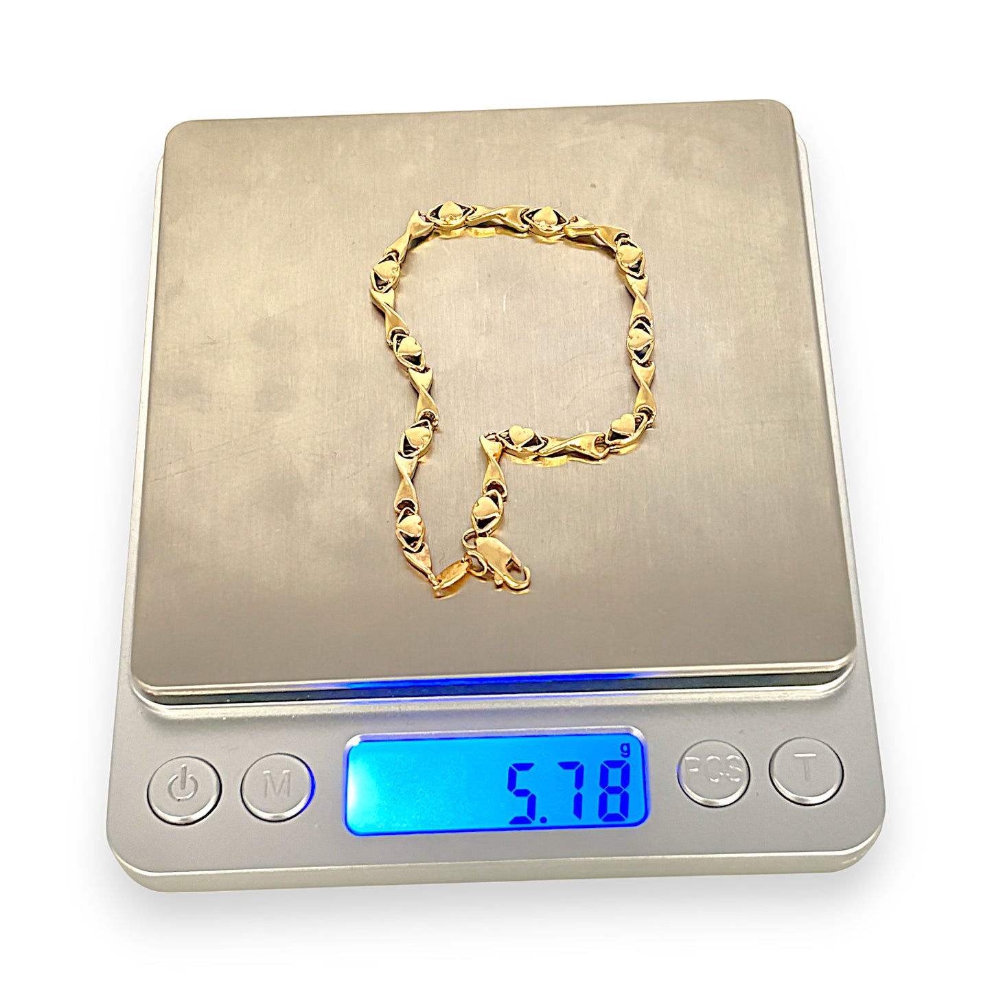GOLD DEAL | 9K Gold 20cm Twisted X and O Hearts Bracelet