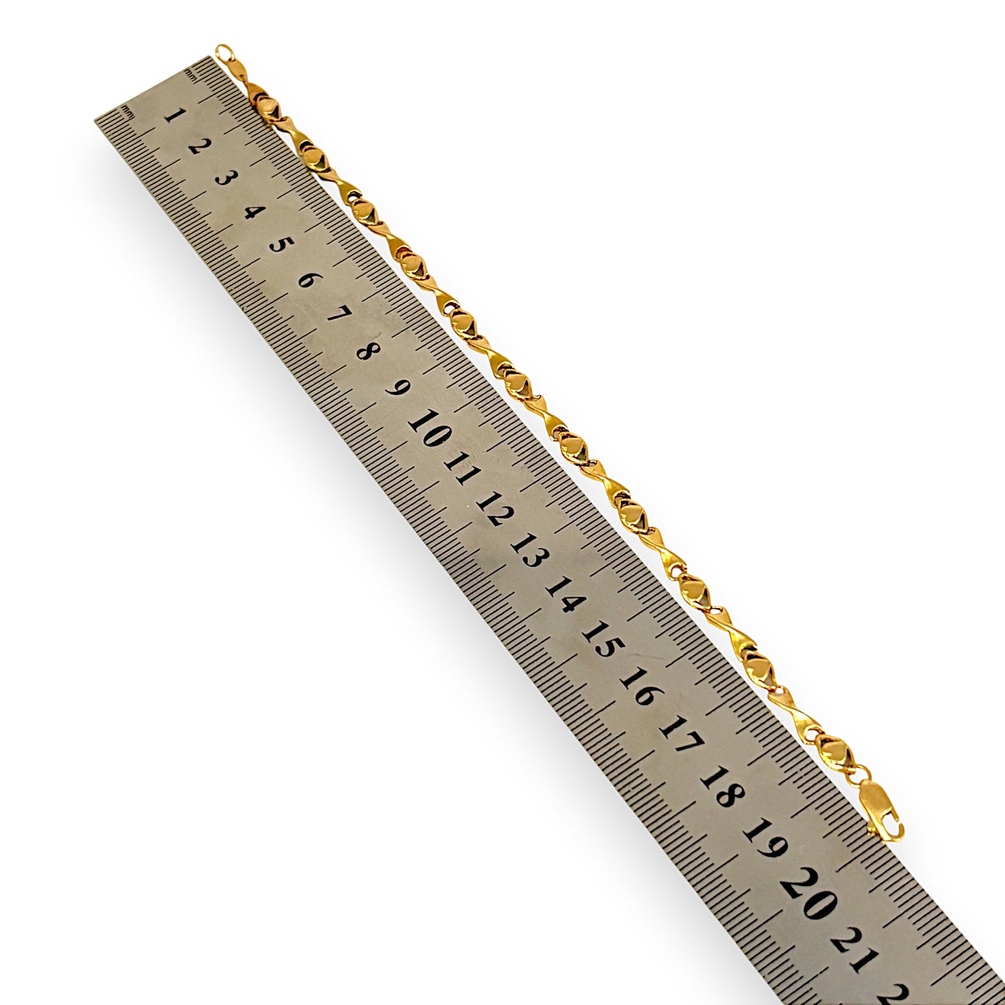 GOLD DEAL | 9K Gold 20cm Twisted X and O Hearts Bracelet
