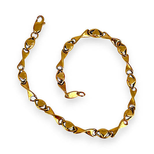 GOLD DEAL | 9K Gold 20cm Twisted X and O Hearts Bracelet