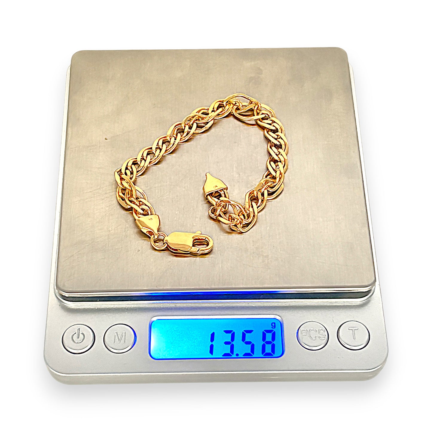 GOLD DEAL | FLASH SALE 9ct (9K) Gold Refurbished 7.3mm Double Curb Link Bracelet Length 19cm