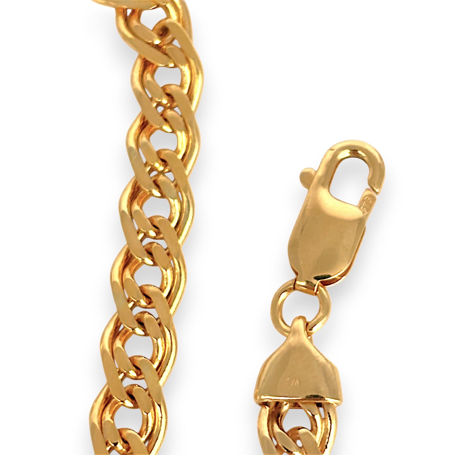 GOLD DEAL | FLASH SALE 9ct (9K) Gold Refurbished 7.3mm Double Curb Link Bracelet Length 19cm