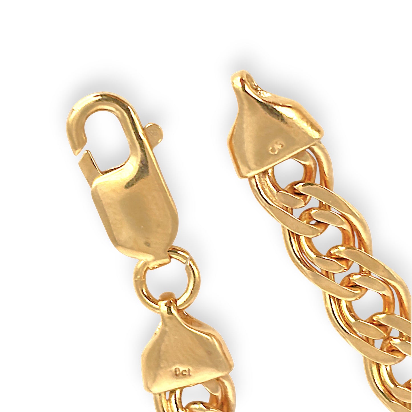 GOLD DEAL | FLASH SALE 9ct (9K) Gold Refurbished 7.3mm Double Curb Link Bracelet Length 19cm
