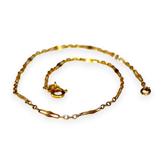 GOLD DEAL | 9ct Gold Handmade Figaro Link Bracelet High Length 27cm