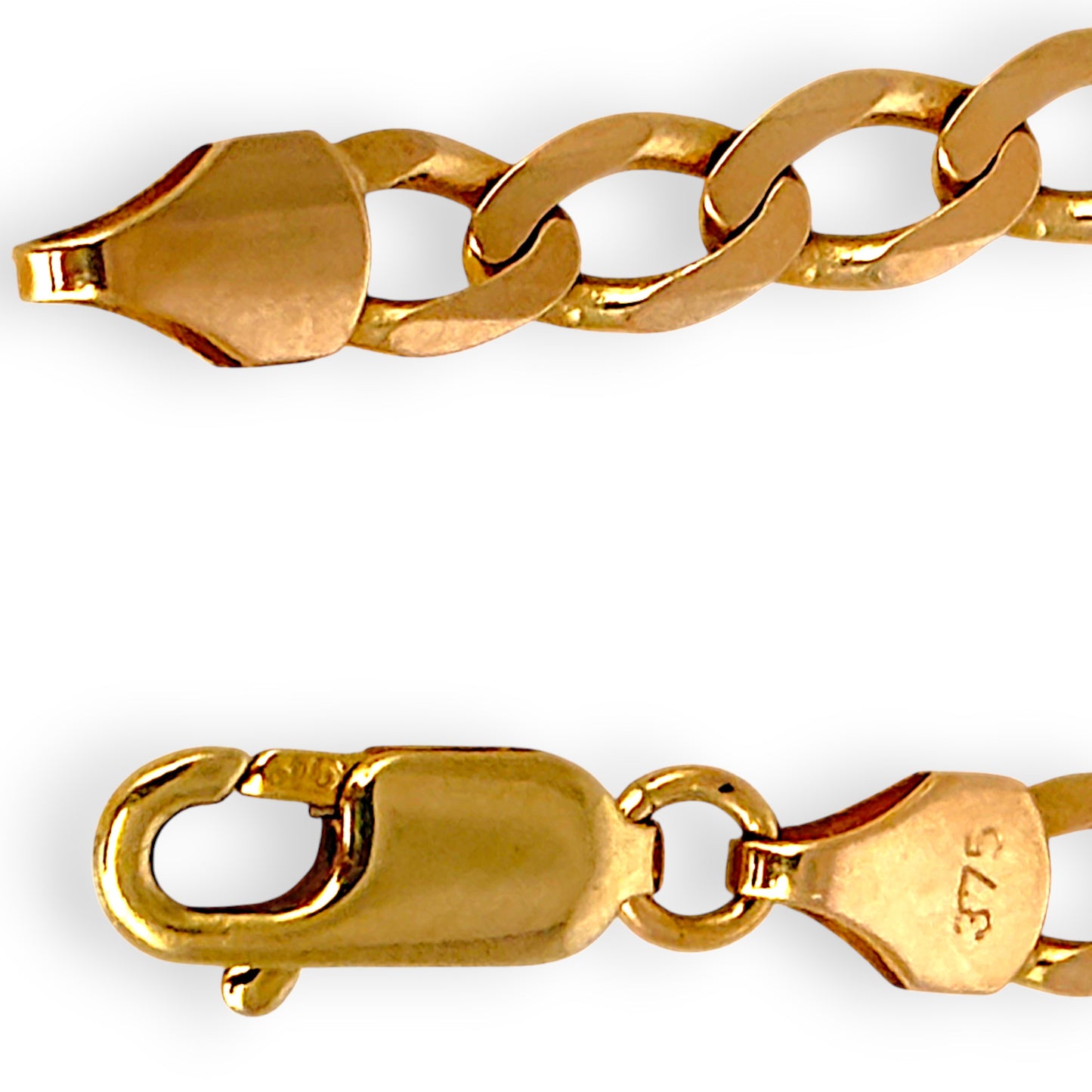 GOLD DEAL | 9ct (9K) Gold Refurbished ID Flat Curb Bracelet Length 20cm