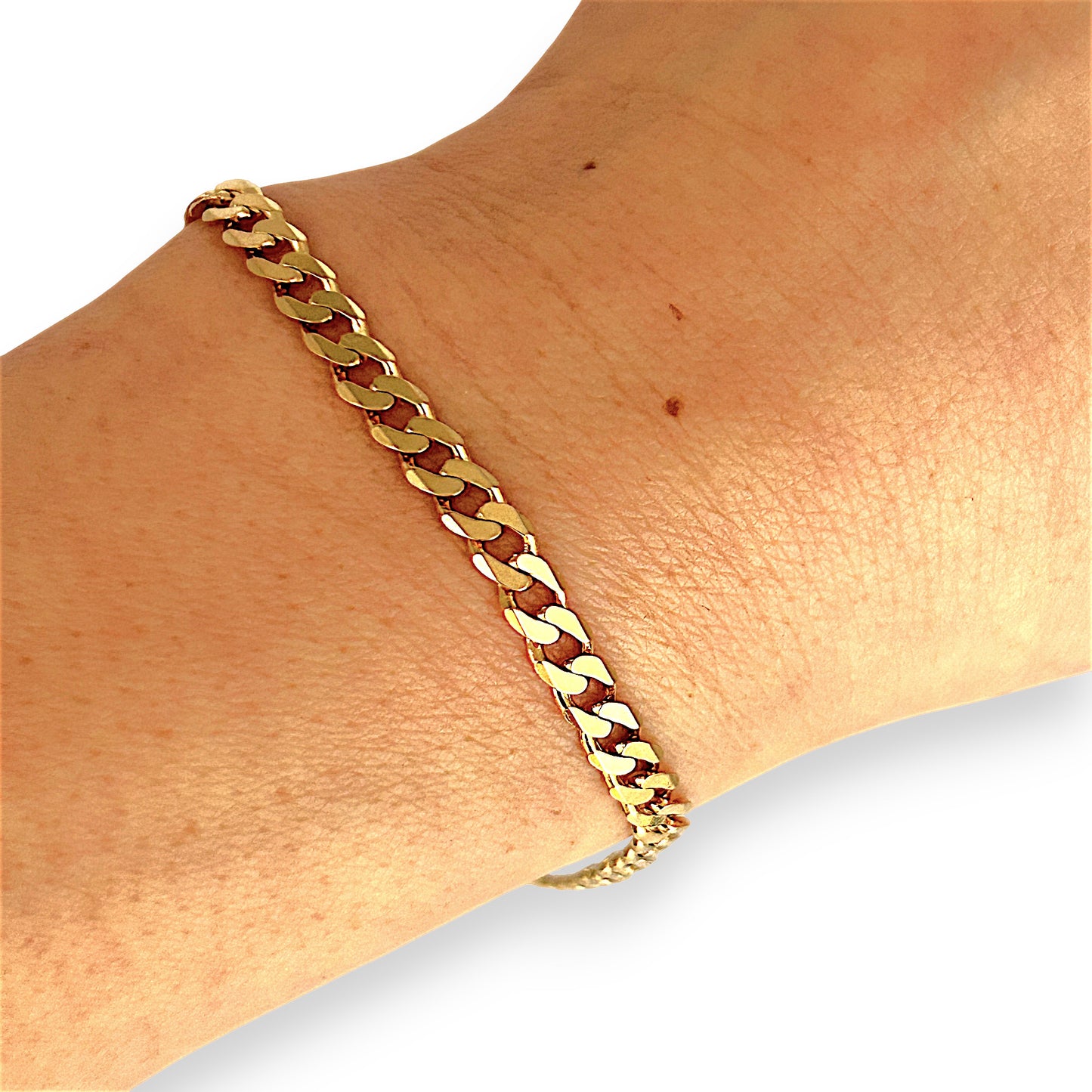 GOLD DEAL | FLASH SALE 9ct (9K) NZ Gold Refurbished Flat Curb Link Bracelet 19cm, 4.4mm wide
