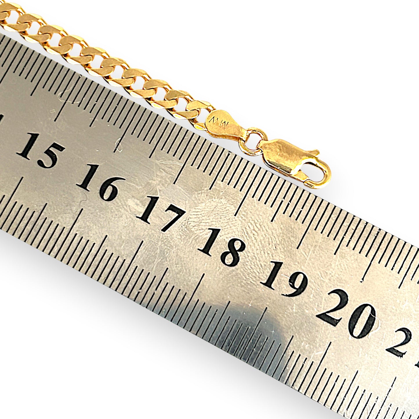 GOLD DEAL | FLASH SALE 9ct (9K) NZ Gold Refurbished Flat Curb Link Bracelet 19cm, 4.4mm wide