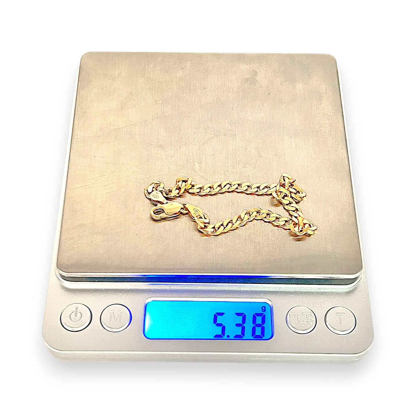 GOLD DEAL | FLASH SALE 9ct (9K) NZ Gold Refurbished Flat Curb Link Bracelet 19cm, 4.4mm wide