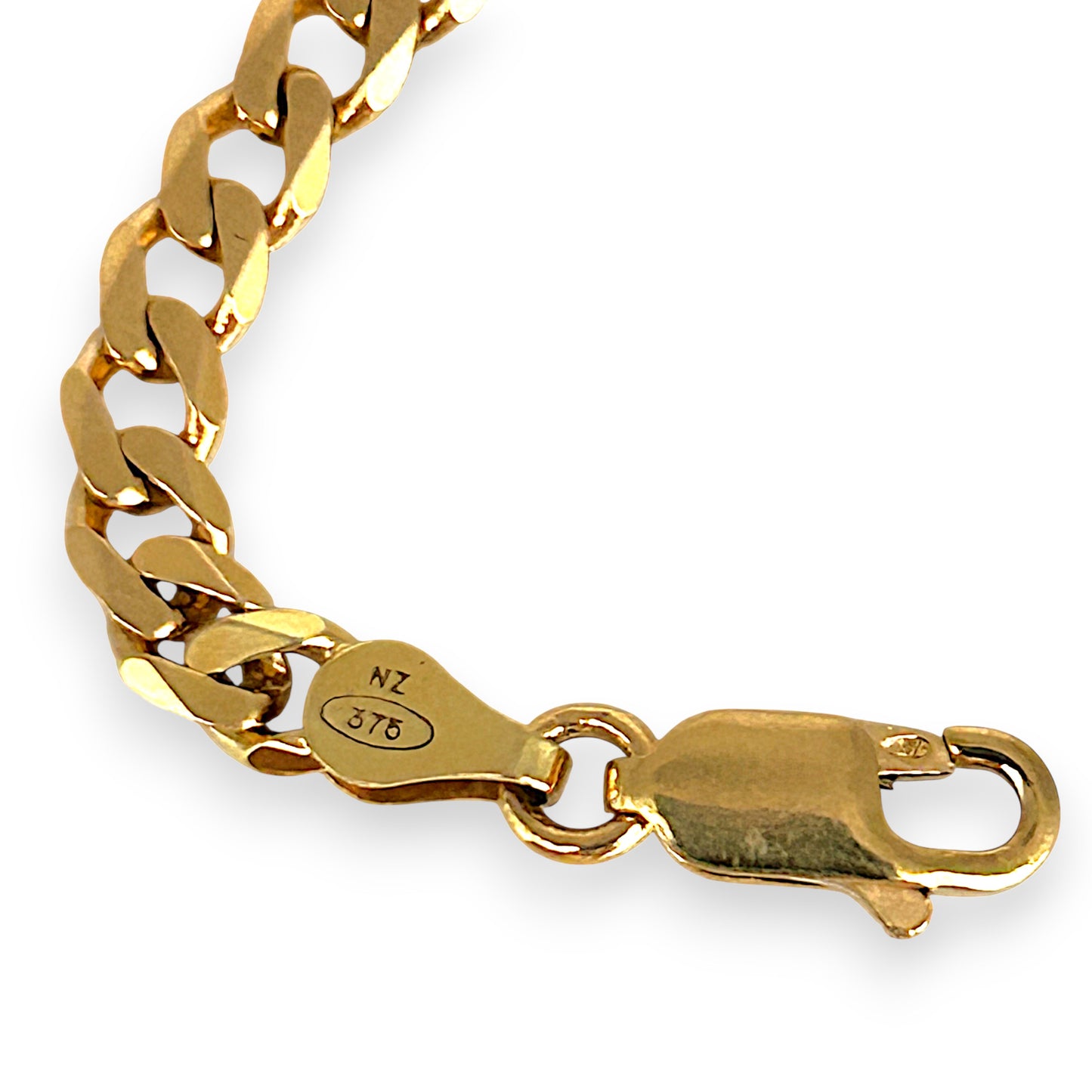 GOLD DEAL | FLASH SALE 9ct (9K) NZ Gold Refurbished Flat Curb Link Bracelet 19cm, 4.4mm wide