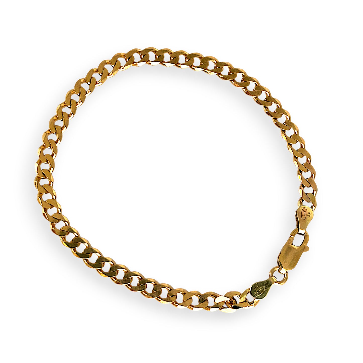 GOLD DEAL | FLASH SALE 9ct (9K) NZ Gold Refurbished Flat Curb Link Bracelet 19cm, 4.4mm wide