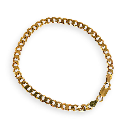GOLD DEAL | 9ct (9K) NZ Gold Refurbished Flat Curb Link Bracelet 19cm, 4.4mm wide