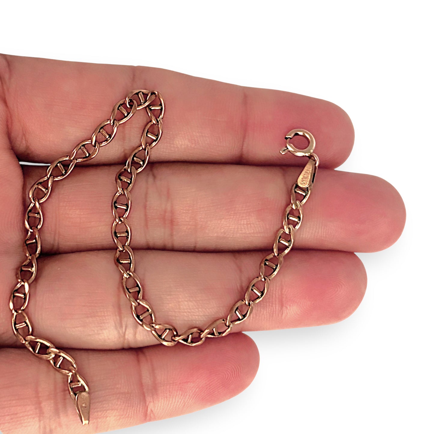 GOLD DEAL | 9ct (9K) Rose Gold 4.0mm Mariner Chain Bracelet Length 20cm