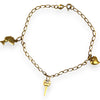 GOLD DEAL | 9ct Gold Oval Link Bracelet with 3 Charms Length 19cm