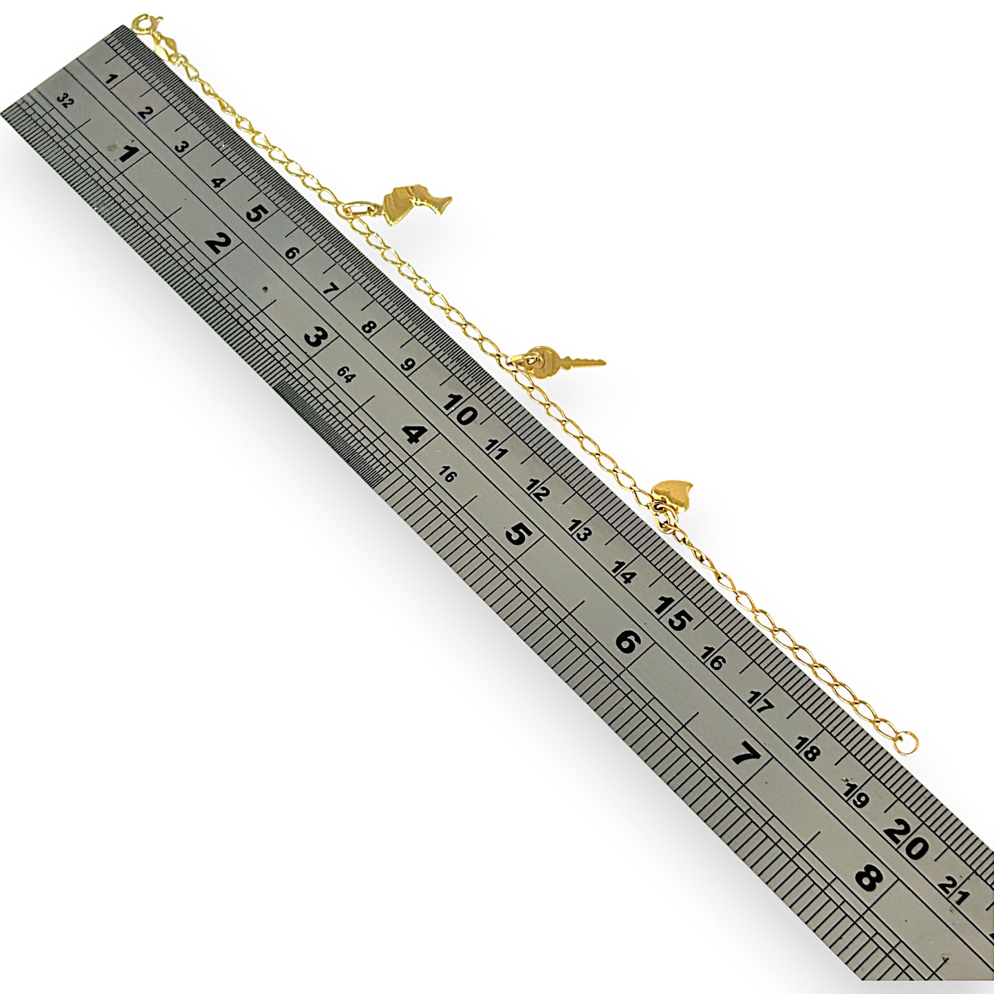GOLD DEAL | 9ct Gold Oval Link Bracelet with 3 Charms Length 19cm