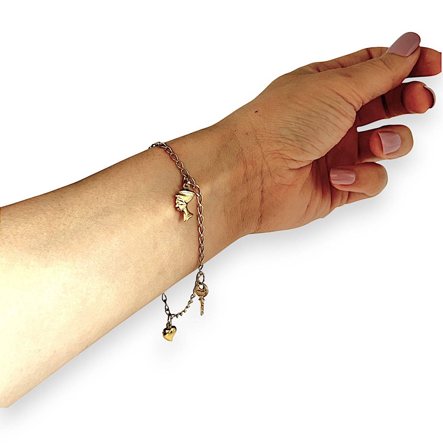GOLD DEAL | 9ct Gold Oval Link Bracelet with 3 Charms Length 19cm