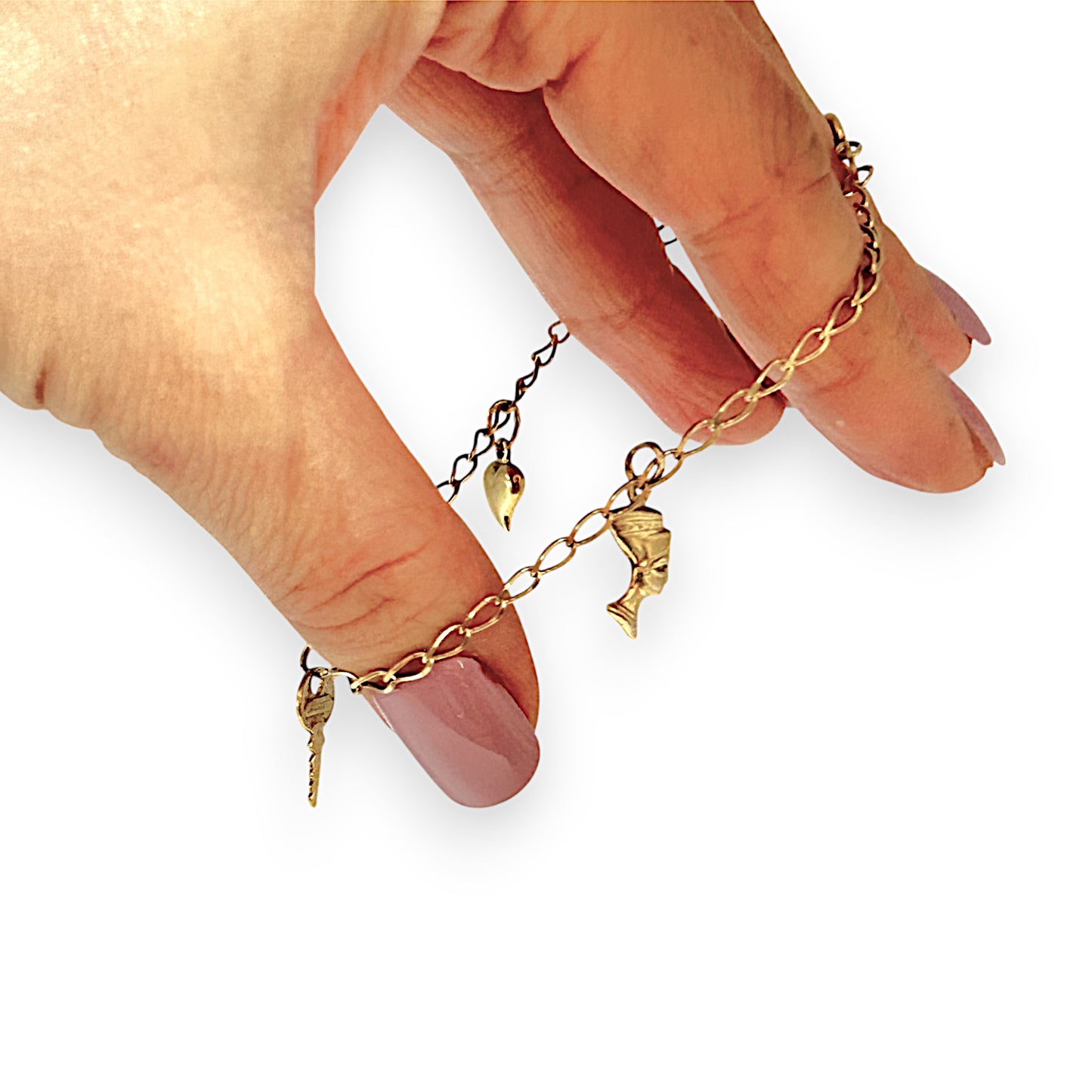 GOLD DEAL | 9ct Gold Oval Link Bracelet with 3 Charms Length 19cm