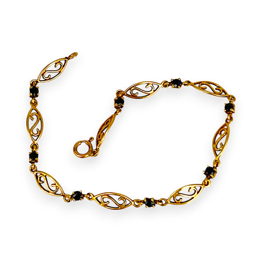 GOLD DEAL | 9ct (9K) Gold 18cm Serenova Link & Sapphire Bracelet