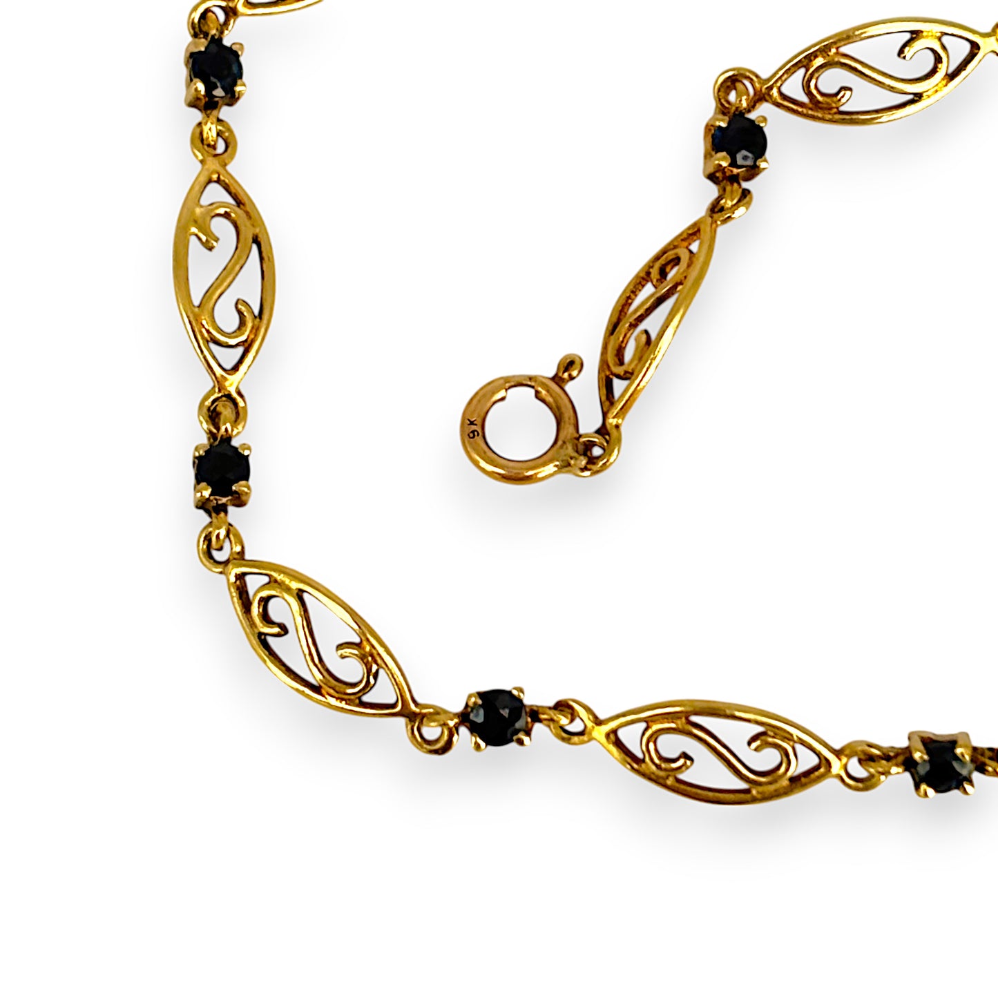 GOLD DEAL | FLASH SALE 9ct (9K) Gold 18cm Serenova Link & Sapphire Bracelet