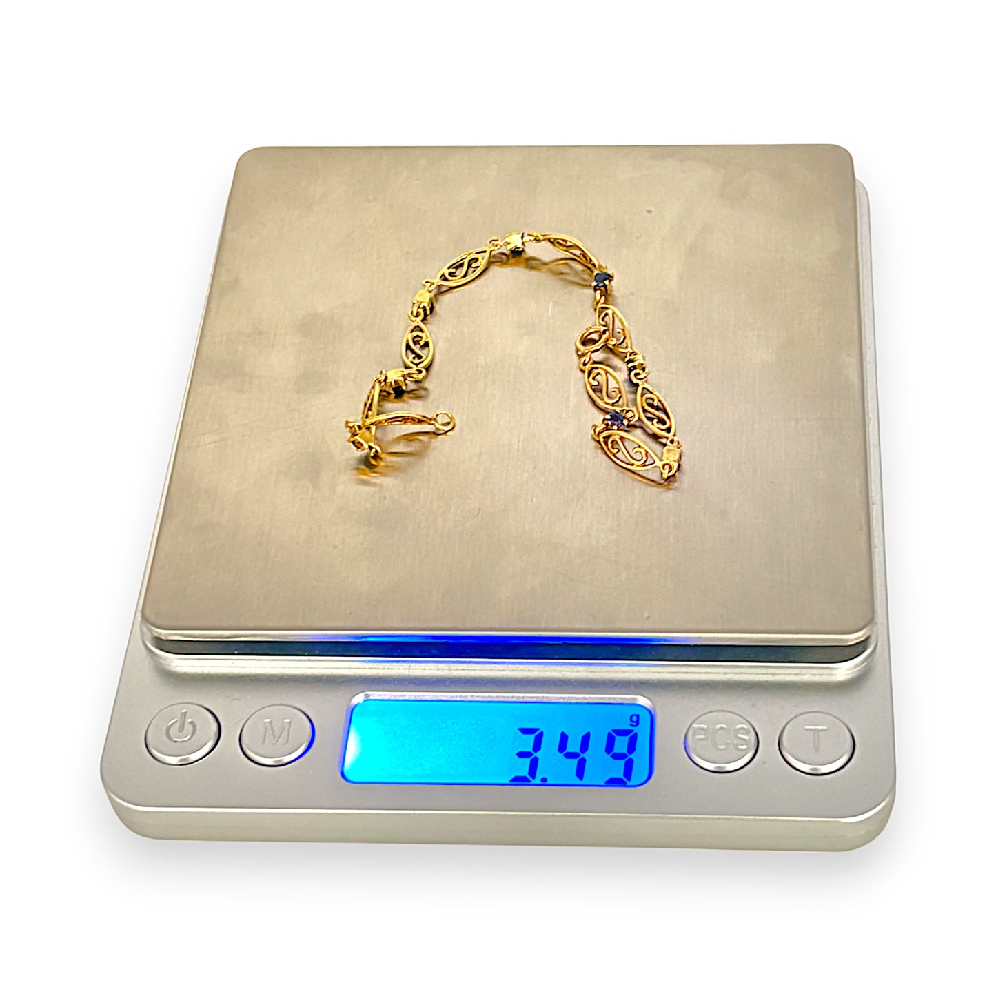 GOLD DEAL | FLASH SALE 9ct (9K) Gold 18cm Serenova Link & Sapphire Bracelet