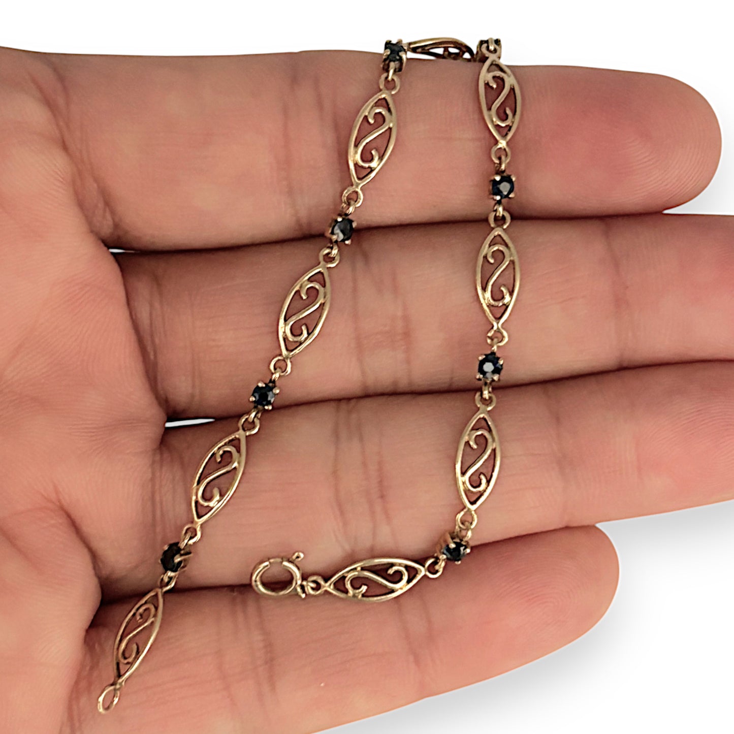 GOLD DEAL | FLASH SALE 9ct (9K) Gold 18cm Serenova Link & Sapphire Bracelet