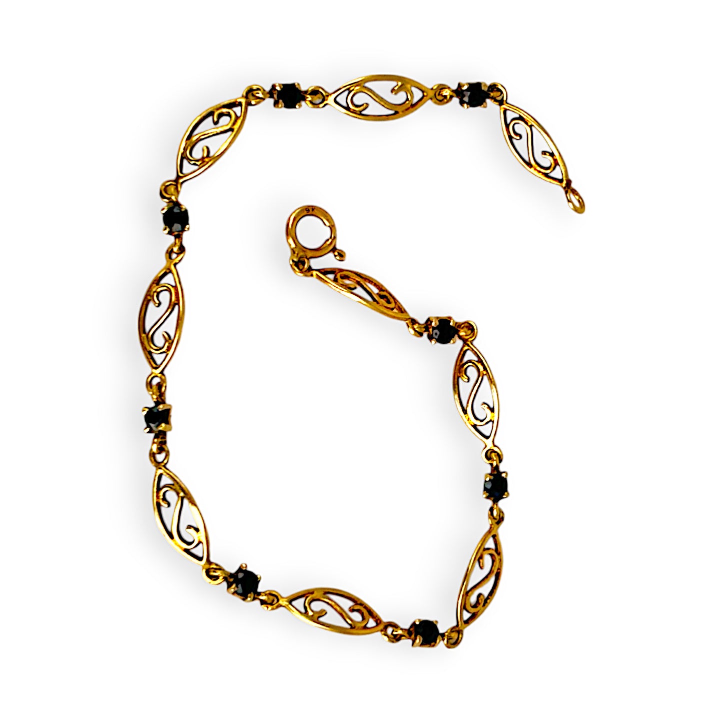 GOLD DEAL | FLASH SALE 9ct (9K) Gold 18cm Serenova Link & Sapphire Bracelet