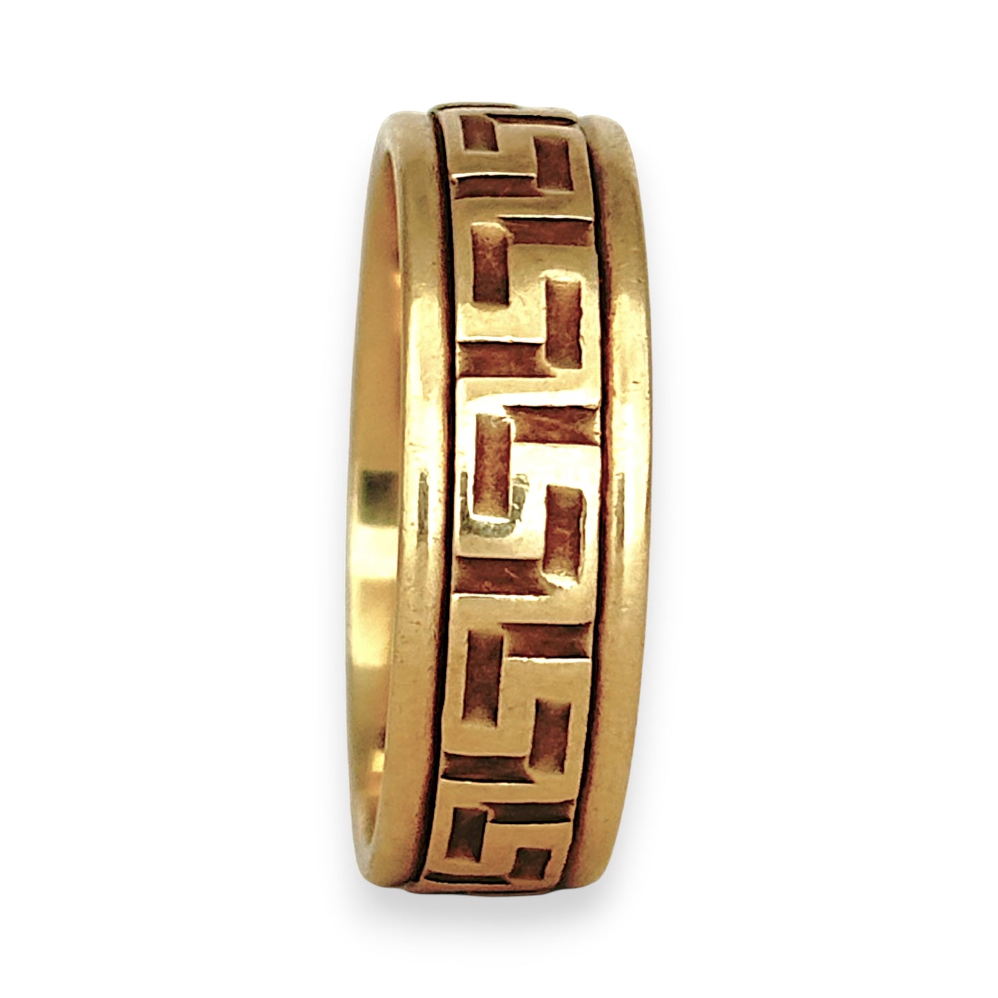 GOLD DEAL | 9ct (9K) Gold 6.9mm Vintage Greek Key Pattern Band Ring Size U