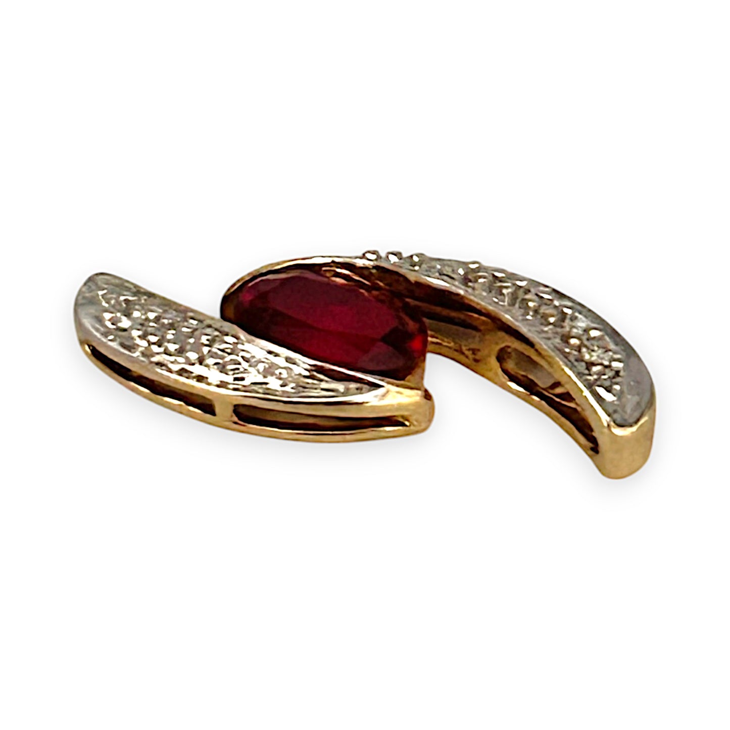9K Y/W Gold Two Tone Pendant with Ruby. R # 1048