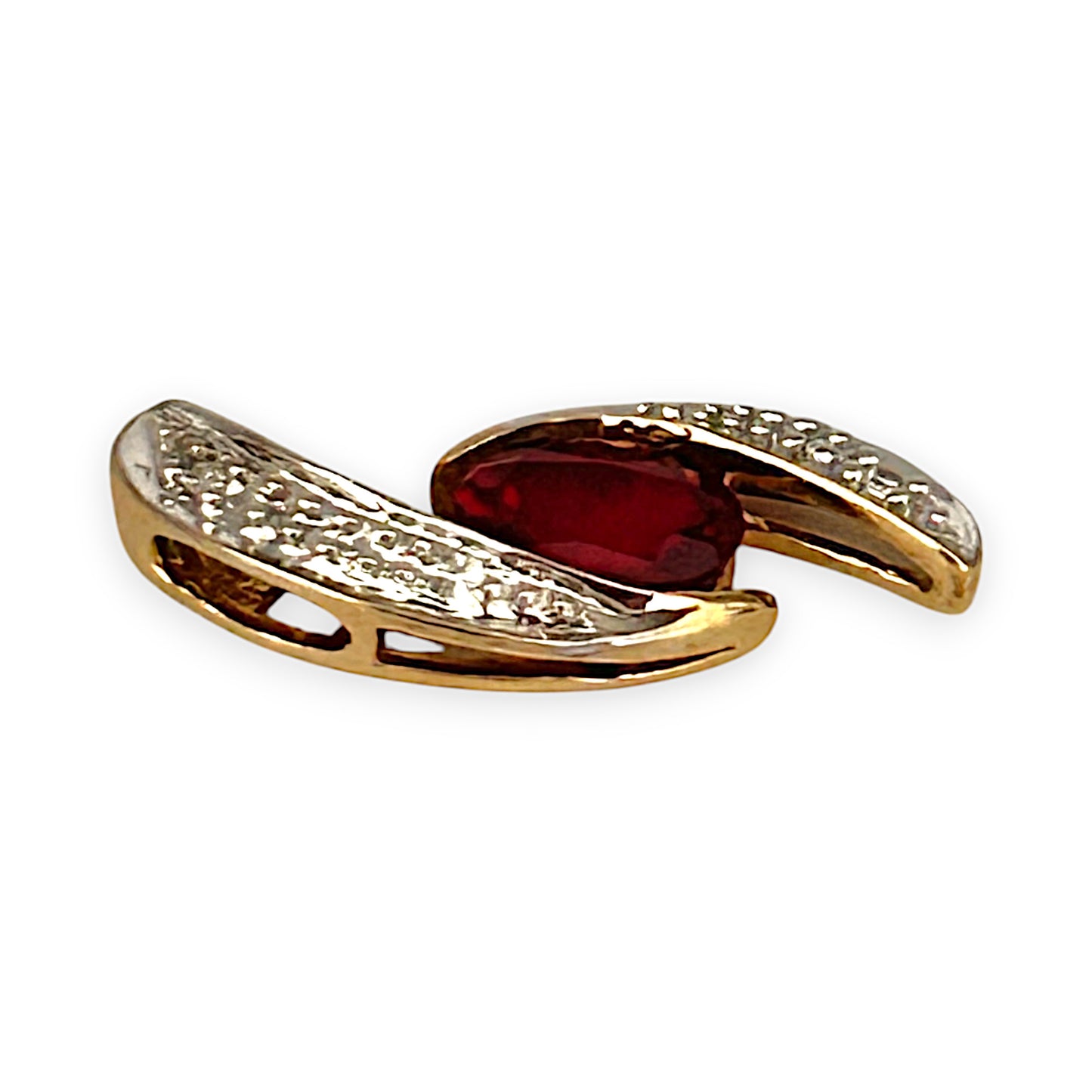 9K Y/W Gold Two Tone Pendant with Ruby. R # 1048