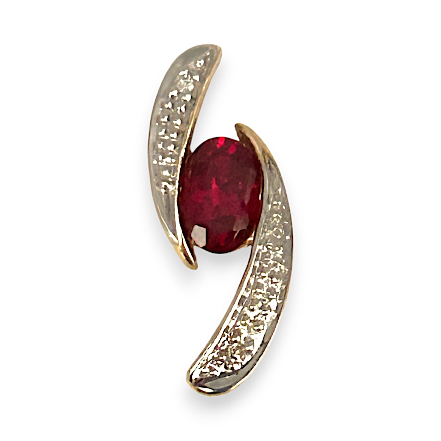 9K Y/W Gold Two Tone Pendant with Ruby. R # 1048