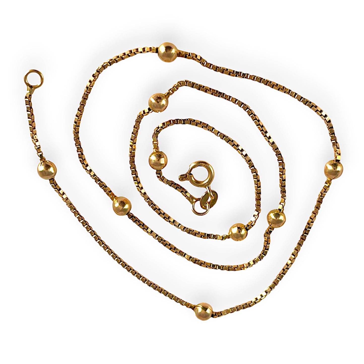 GOLD DEAL | 9ct (9K) Gold Beaded Soft Box Chain Length 44cm
