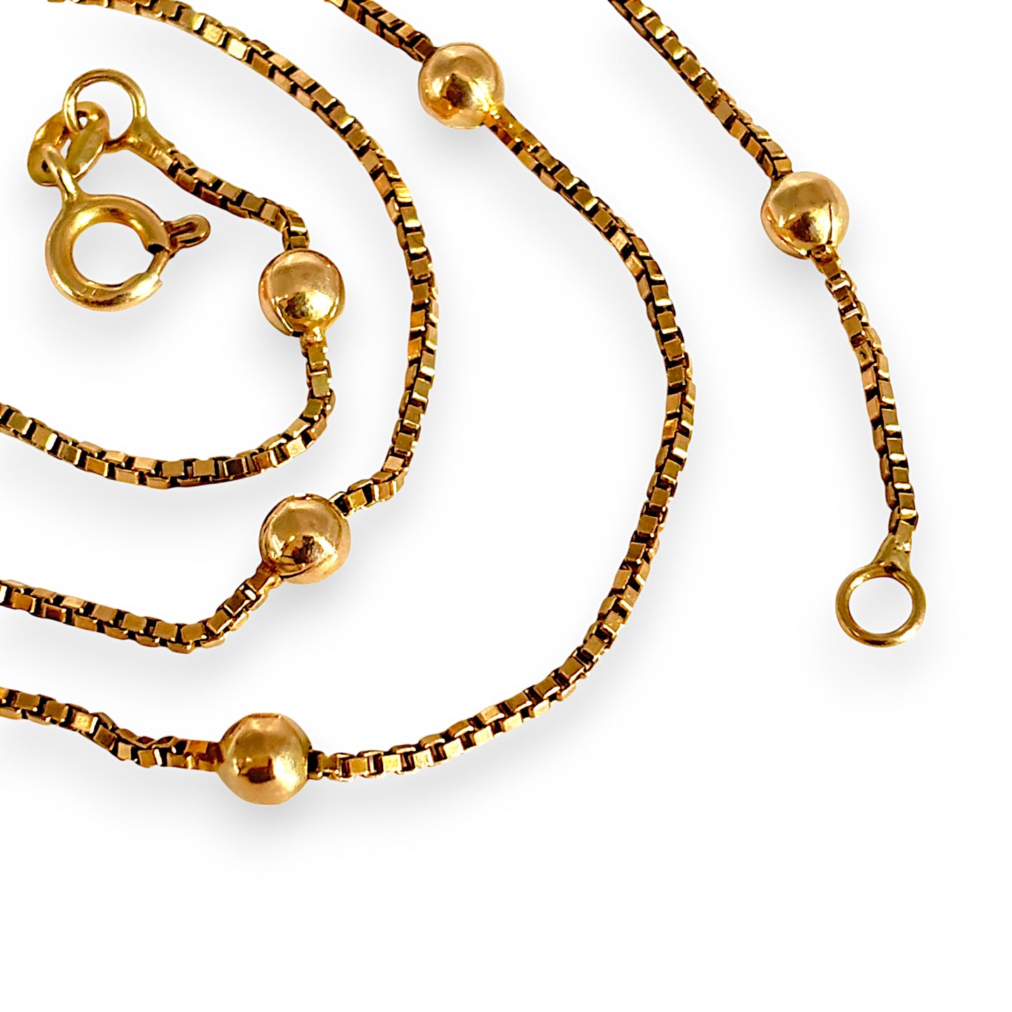 GOLD DEAL | 9ct (9K) Gold Beaded Soft Box Chain Length 44cm