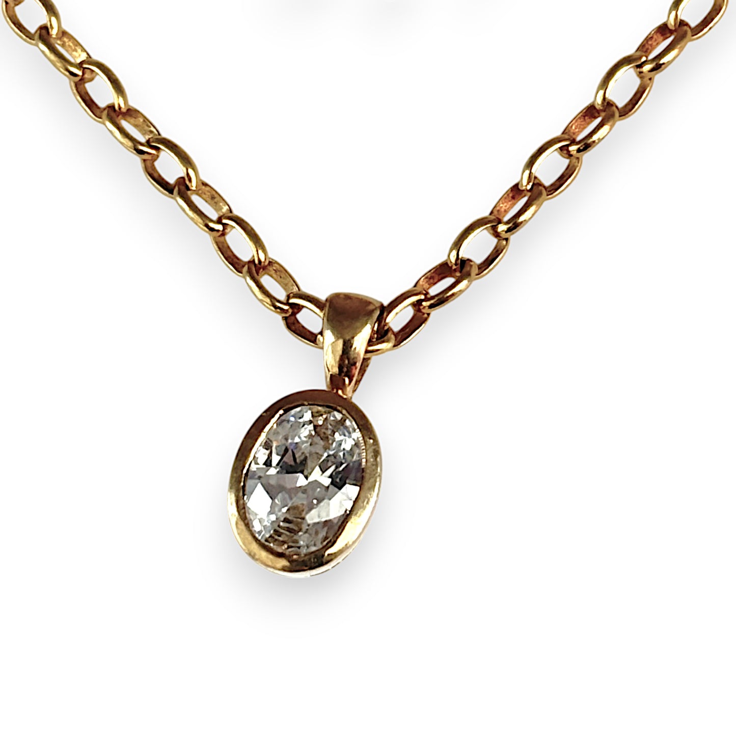 GOLD DEAL | 9ct (9K) Gold Necklace with CZ Oval Pendant