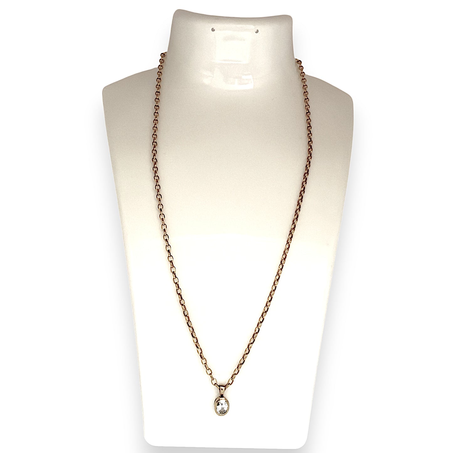 GOLD DEAL | 9ct (9K) Gold Necklace with CZ Oval Pendant