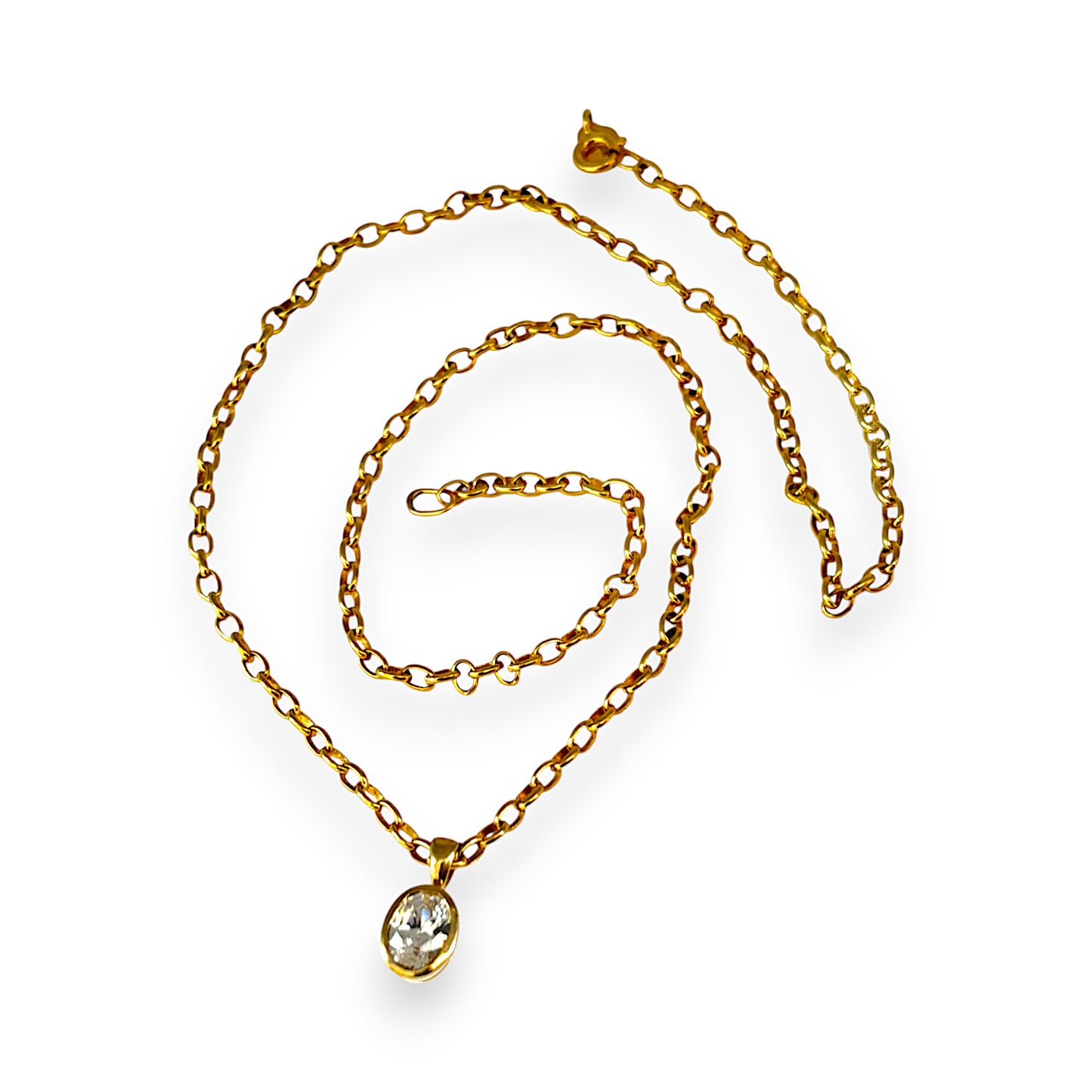 GOLD DEAL | 9ct (9K) Gold Necklace with CZ Oval Pendant