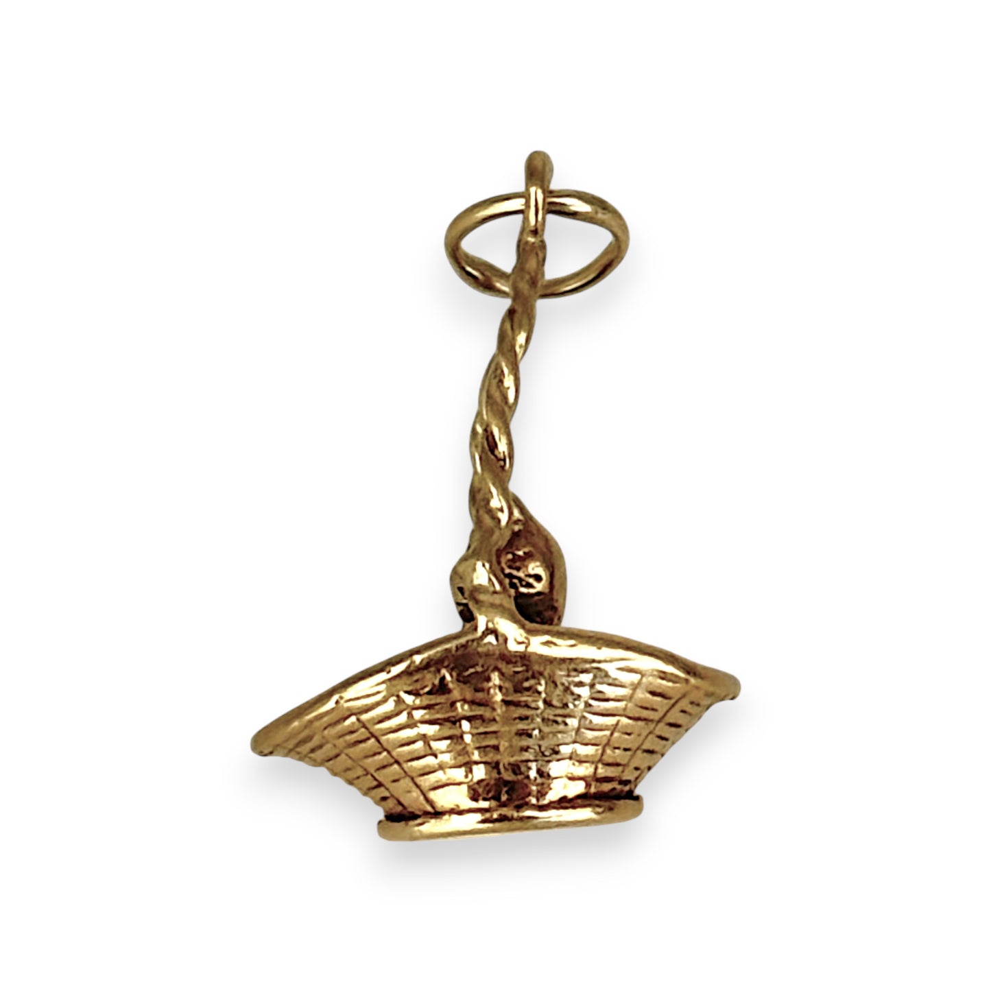 GOLD DEAL | 9ct (9K) Gold Cat in Basket Vintage Charm