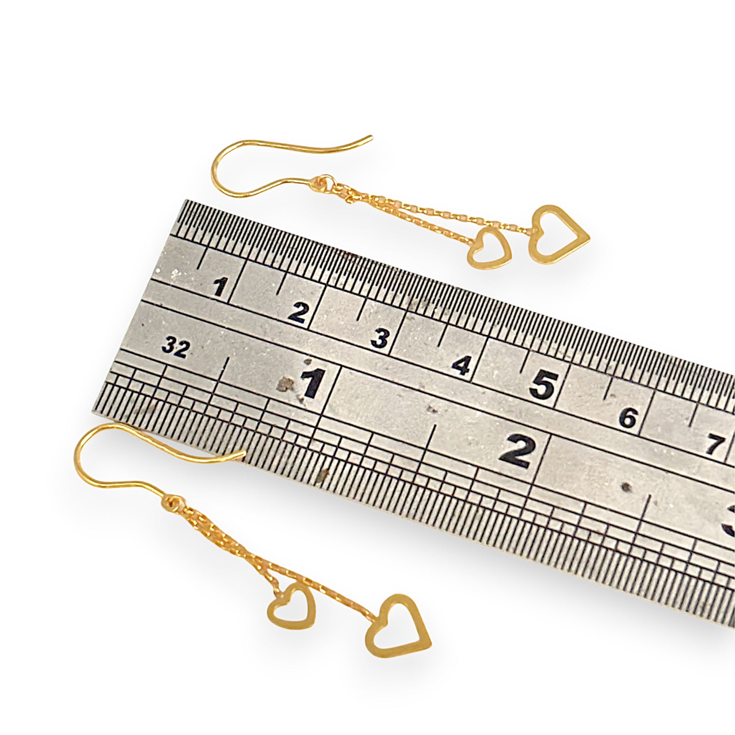 GOLD DEAL | 9ct Gold Hearts Drop Earrings