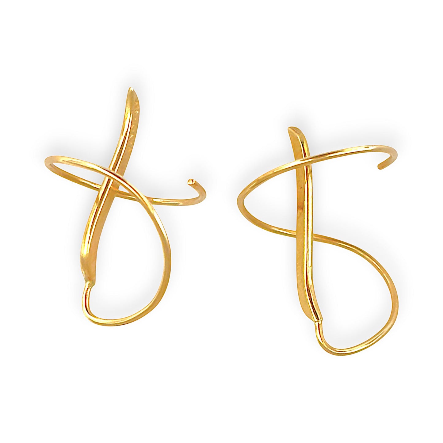 9ct Gold Tornado Drop Earrings. R # 1088