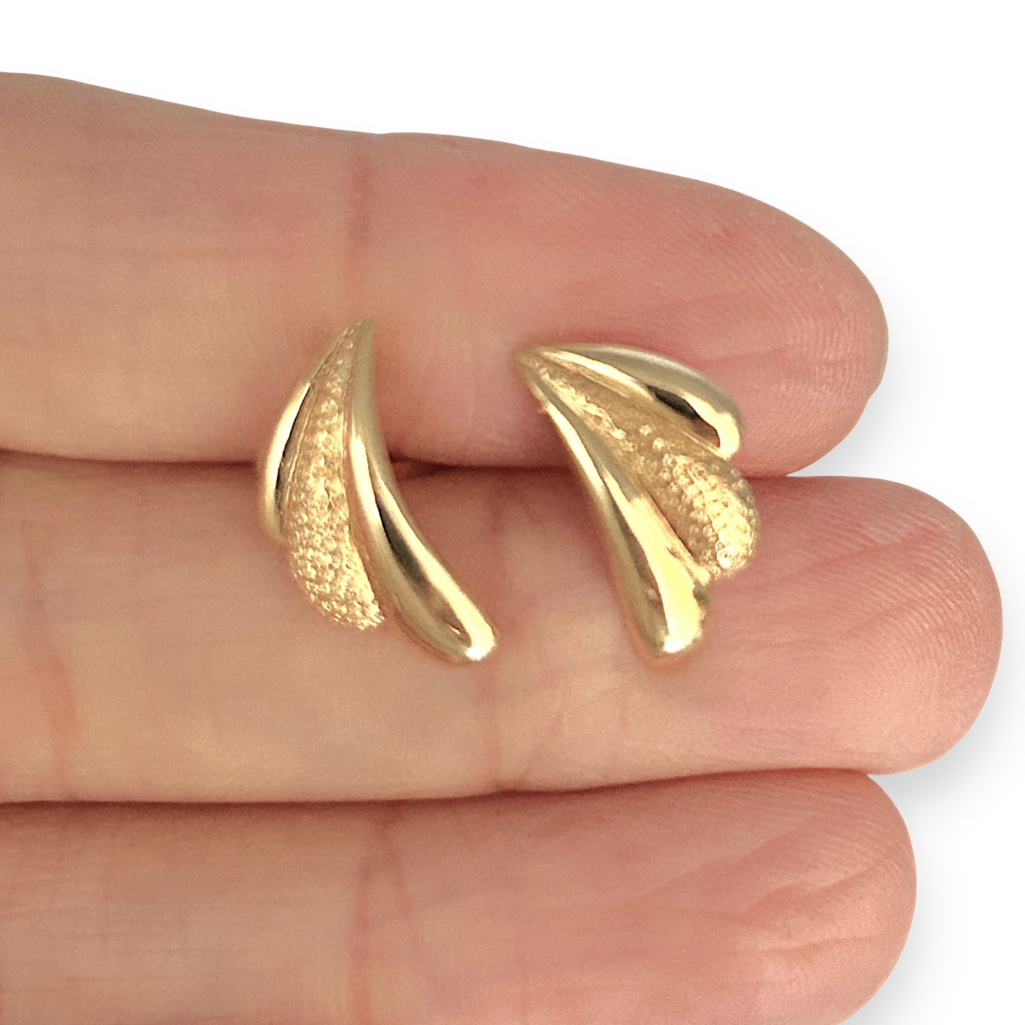 GOLD DEAL | 14ct (14K) Gold Refurbished Angel Wing Stud Earrings
