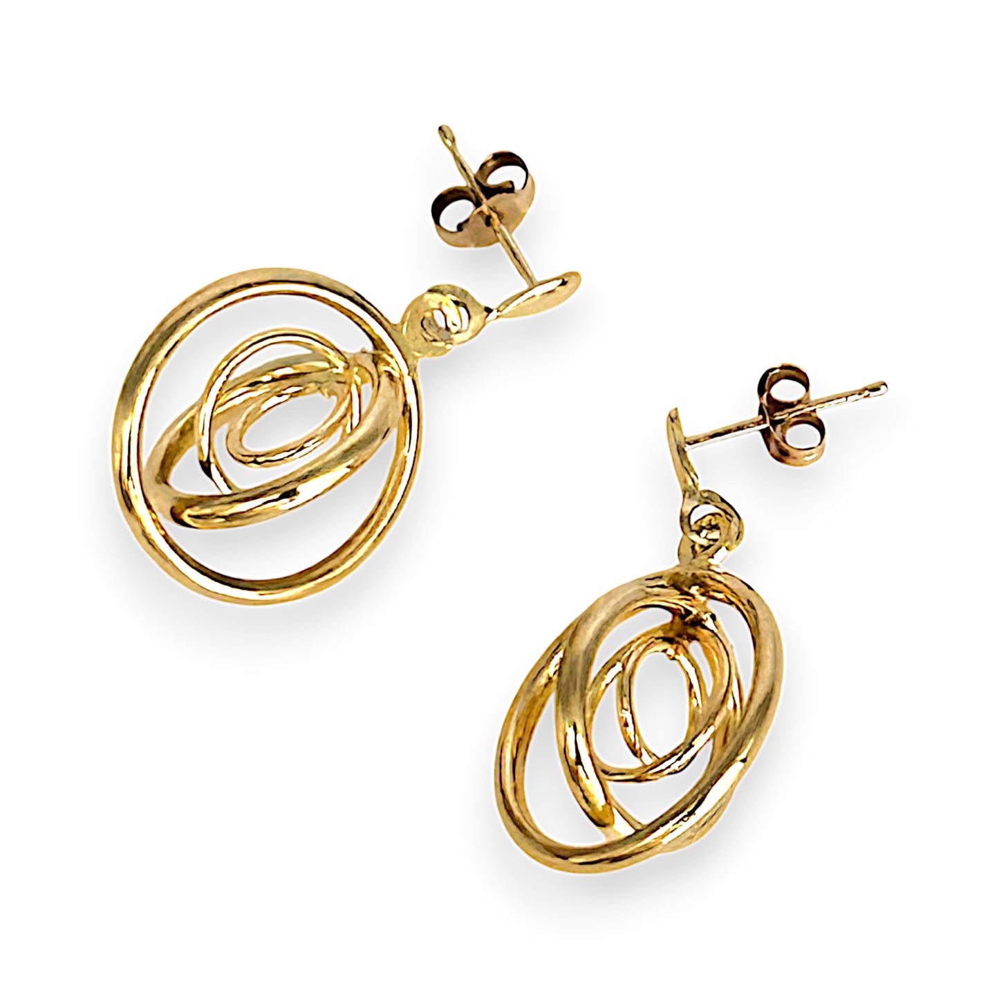 GOLD DEAL | 9ct (9K) Gold Eclipse Dangle Earrings Refurbished