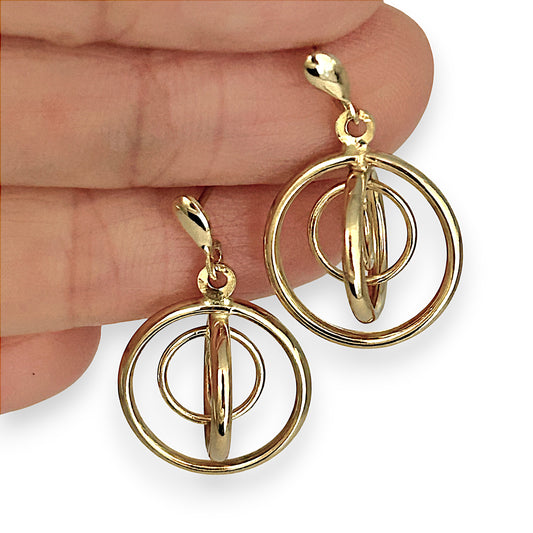 GOLD DEAL | 9ct (9K) Gold Eclipse Dangle Earrings Refurbished