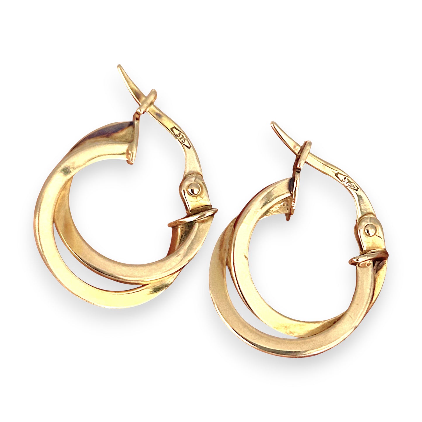 GOLD DEAL | FLASH SALE 9ct (9K) Gold Modern Orbit - Double Hoop Earrings 15.0mm