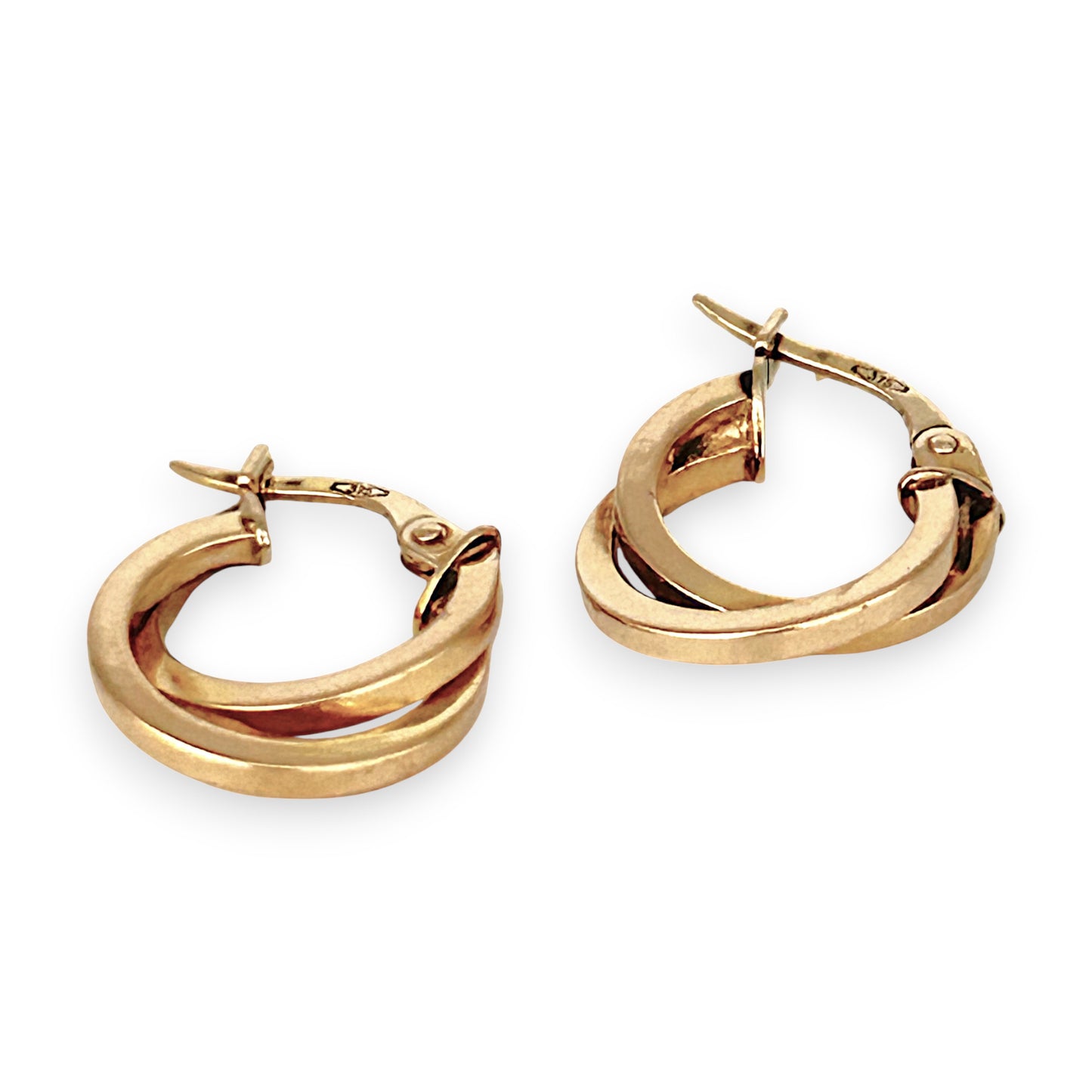 GOLD DEAL | FLASH SALE 9ct (9K) Gold Modern Orbit - Double Hoop Earrings 15.0mm