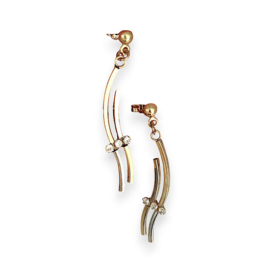GOLD DEAL | 10K (10ct) Y/W Gold MICHAEL HILL Two-Tone Curves Drop Earrings
