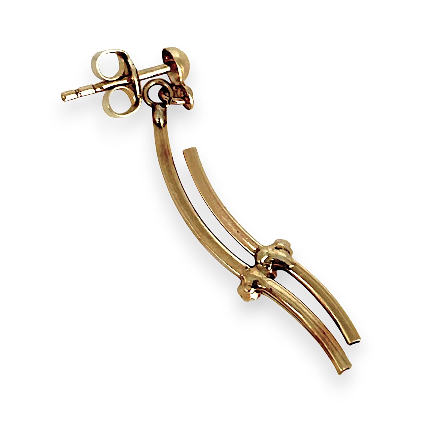 GOLD DEAL | 10K (10ct) Y/W Gold MICHAEL HILL Two-Tone Curves Drop Earrings