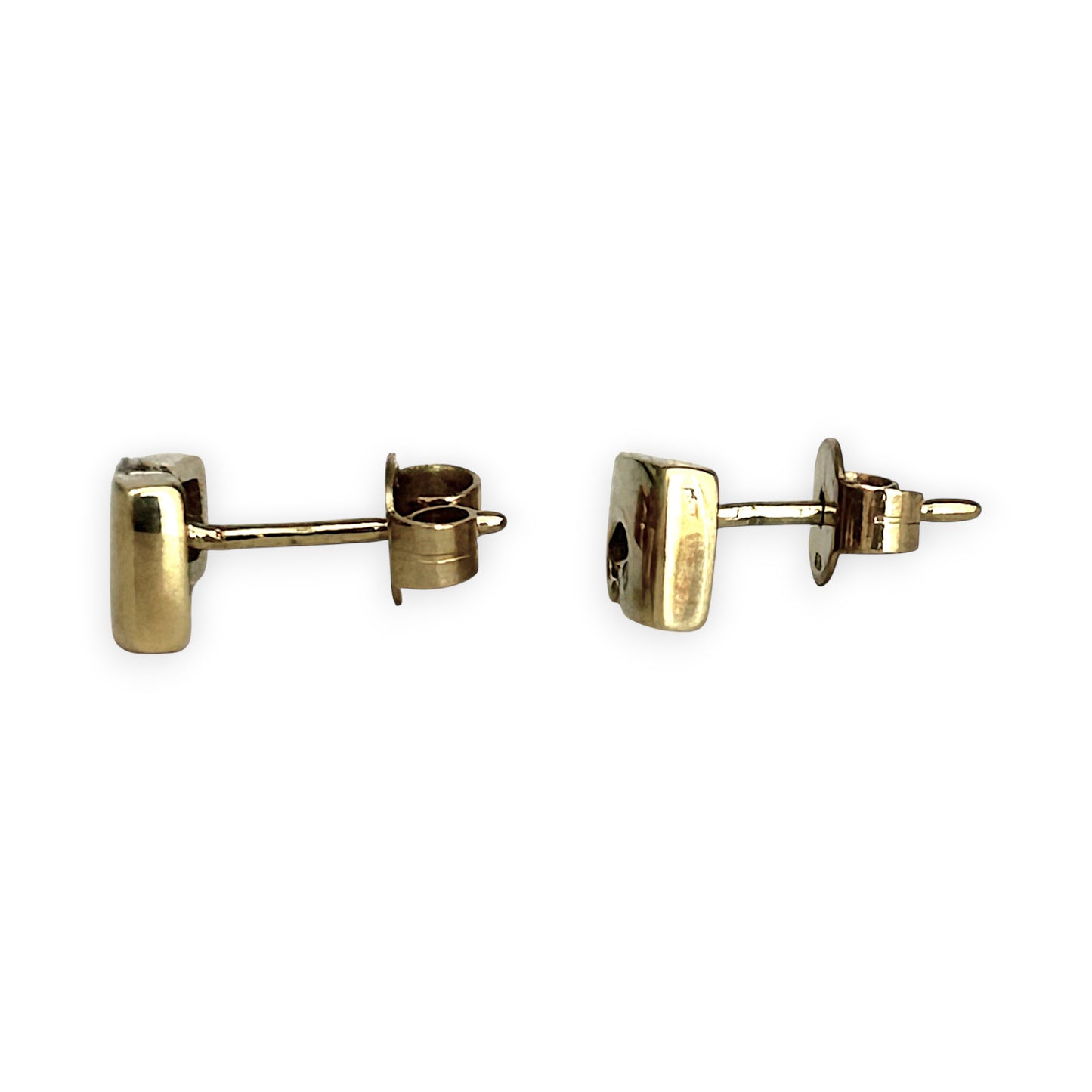 GOLD DEAL | 9ct (9K) Gold Elegant Edge Stud Earrings with Diamond Accent