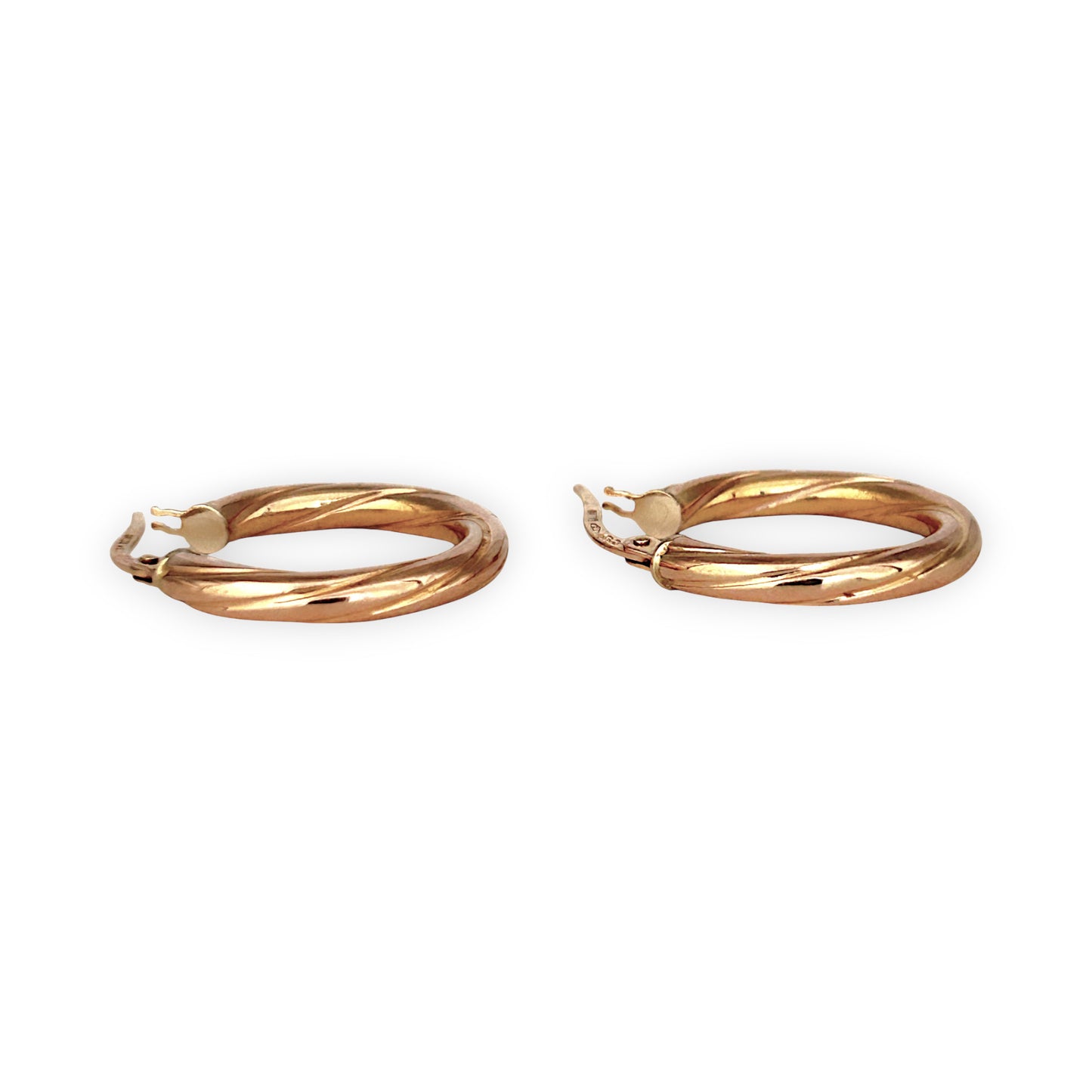 GOLD DEAL | 9ct (9K) Rose Gold Twist Radiance - Hoop Earrings Refurbished 21.4mm